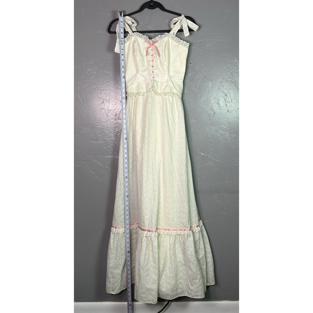 vintage 1970s cream-colored eyelet prairie maxi dress by Candi Jones California